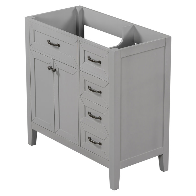 36" Bathroom Vanity Without Sink, Grey, Black