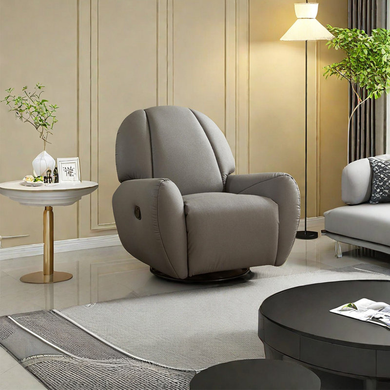 Thlema Faux Leather Recliner, Gray