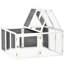 Lapin extérieur gris, cage en bois avec cage intérieure spacieuse et couvercle de cochon d'Inde pliable, intérieur de fenêtre de toit