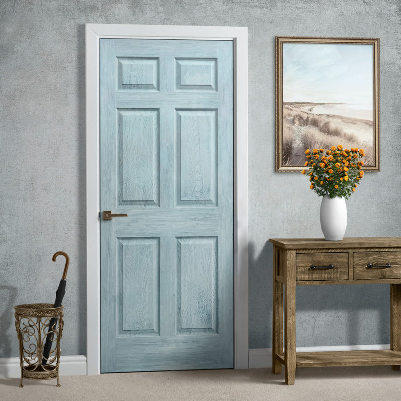 Porte standard à panneaux en bois manufacturé, 36 po x 80 po, Denim vintage bleu