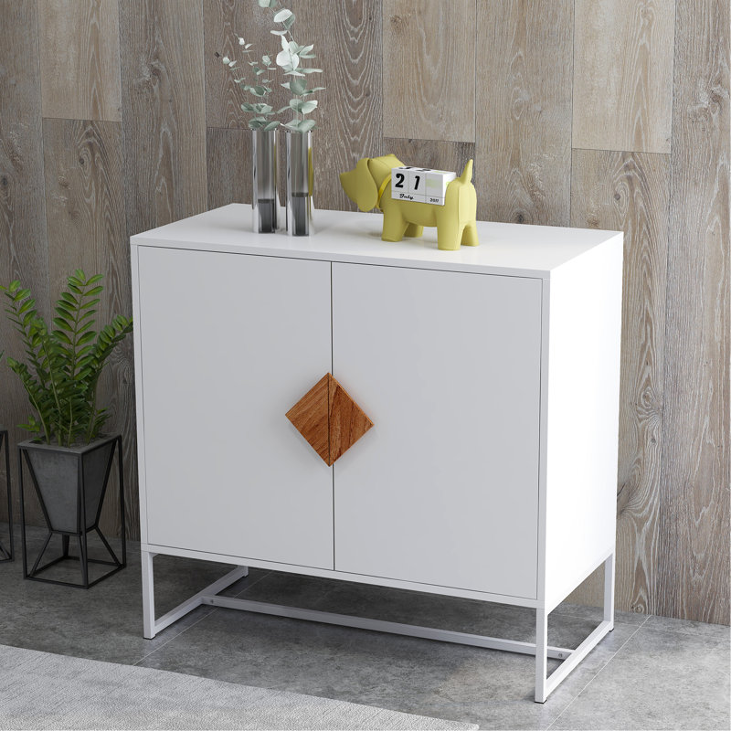 Buffet en bois massif avec poignée carrée et 2 portes - Stable E1 et fer, peu encombrant pour le vestiaire, la cuisine, la finition du couloir, l'installation facile, le buffet de cuisine, l'assemblage du meuble télé