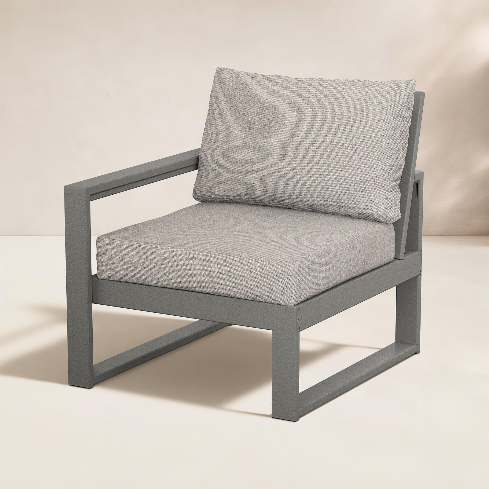 POLYWOOD® Edge Modular Left Chair, Slate Gray, Natural