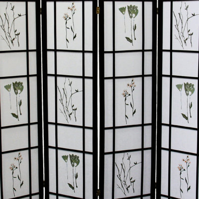 Haut noir 4 po 70 po avec motif floral complexe pour la décoration de la pièce