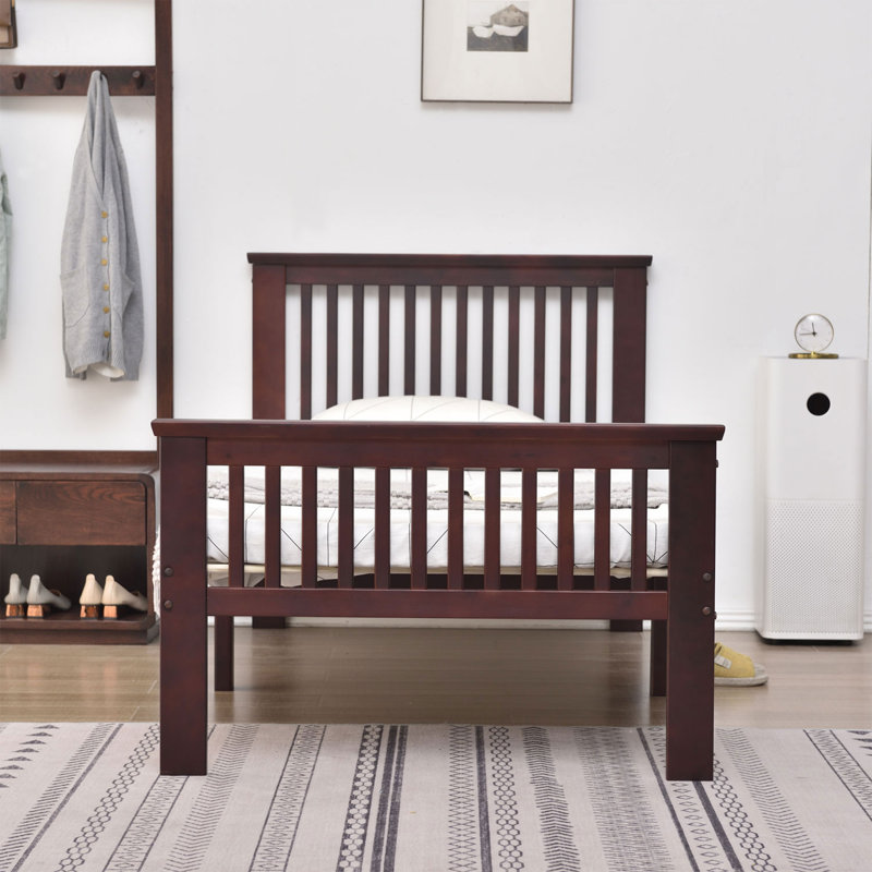 Lit plateforme simple en bois massif Hammoud, Acajou
