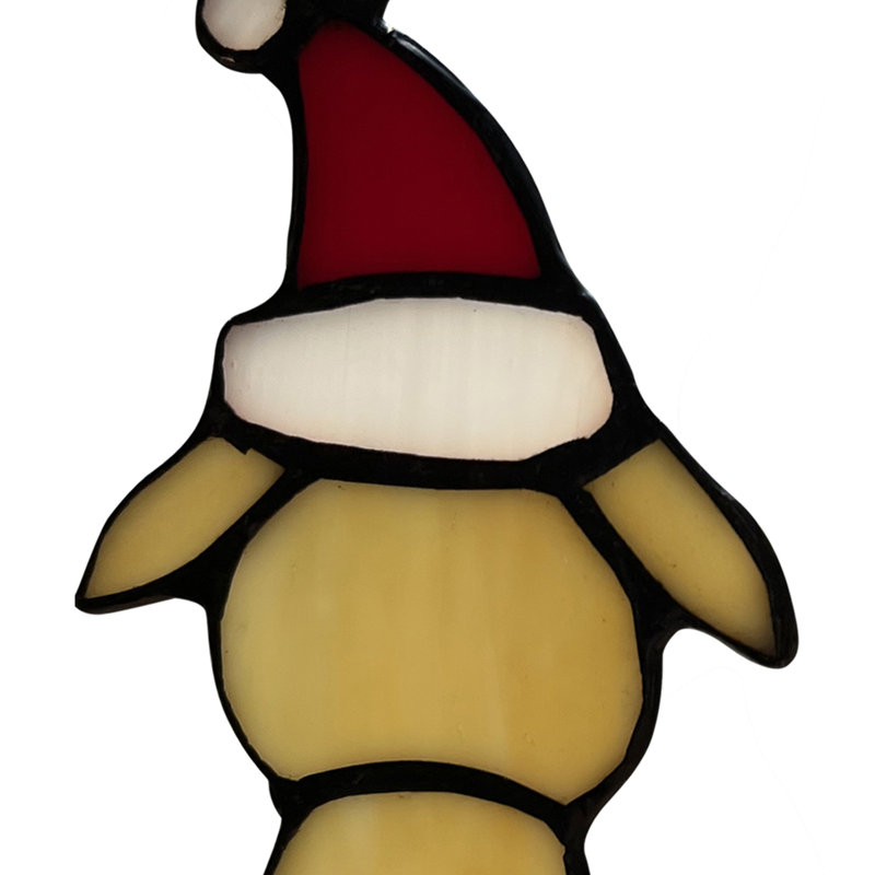 Panneau de vitrail 5,5 "H Pups In Santa Hats
