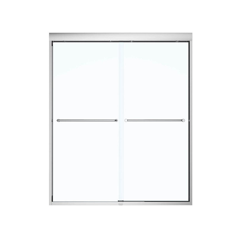 Porte de douche double coulissante semi-sans cadre 55 po x 71 po Kameleon, Transparent, Chrome poli