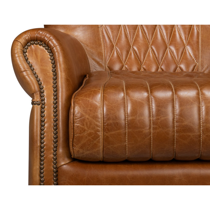 Bugatti Swivel Club Chair, Cuba Brown Genuine Leather