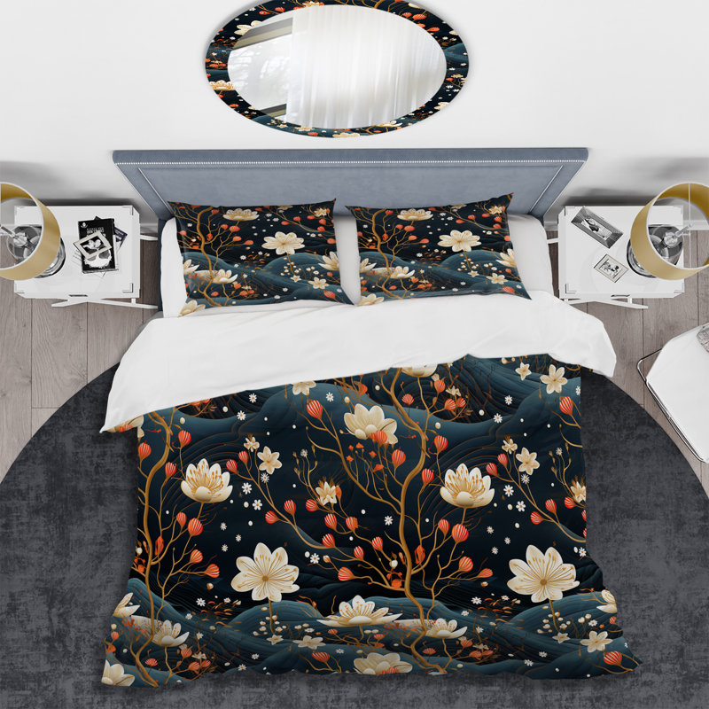 Ensemble de housse de couette Harmonious Balance II - Oriental Floral, Housse de couette pour très grand lit et 2 très