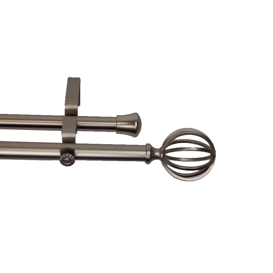 Swearingen Steel Adjustable Double Curtain Rod Three Posts™ 