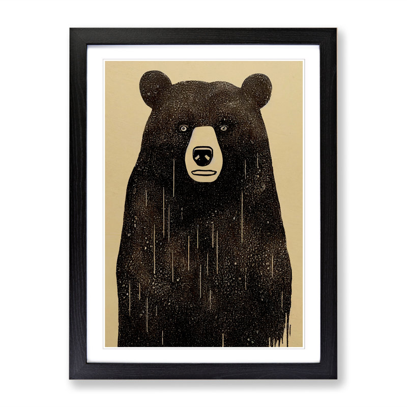 Bear Chalk - Single Picture Frame Print, 64cm H x 46cm W, Oak