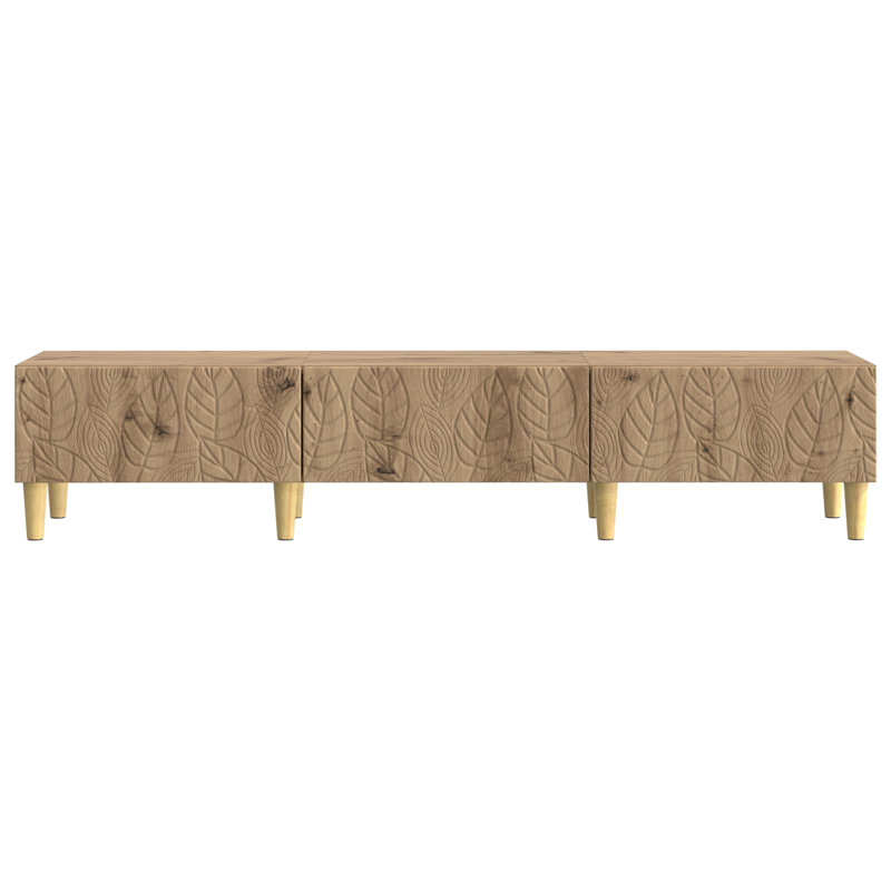 Unfinished TV Stand for TVs up to 65" with Fireplace Included, Artisan Oak
