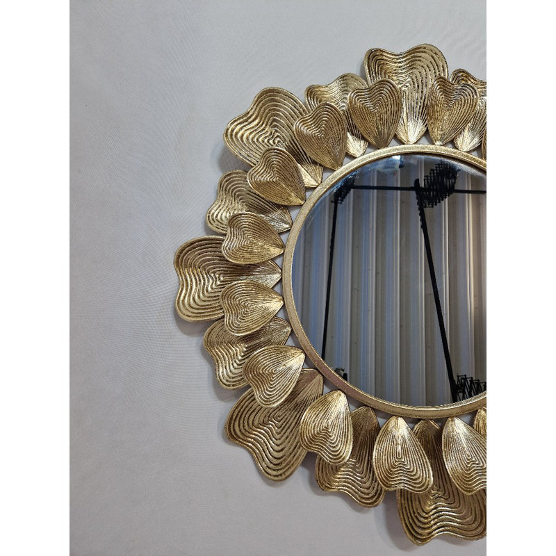 Deverel Metal Round Wall Mirror, Gold
