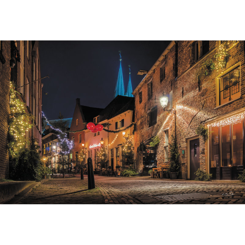 Winter Nighttime Street 2, H 8 po x l 12 po, Non, Toile tendue