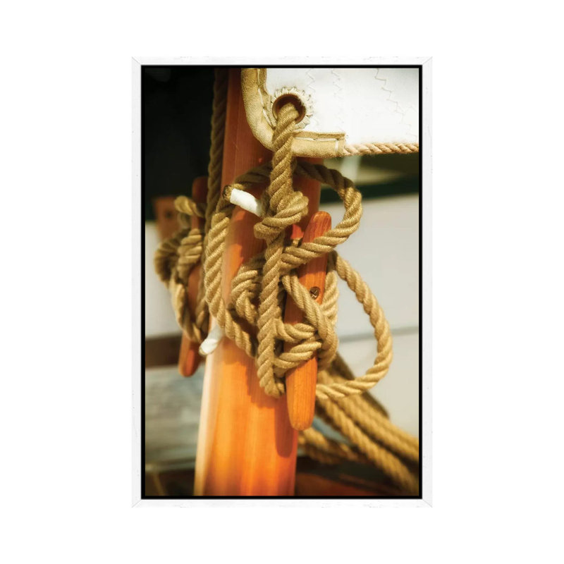 Sailboat Cleat 1 Piece Wall Art on Canvas, 152.5 cm H x 101.5 cm W, White Framed