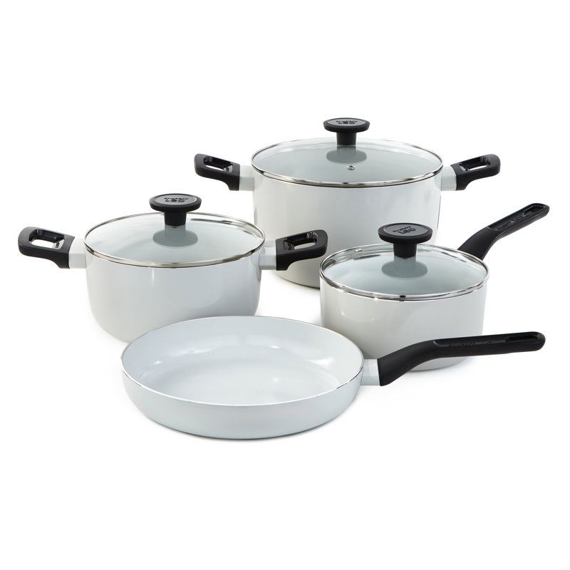 BergHOFF Leo Glints 7Pc Ceramic Nonstick Cookware Set, Spirit, Cream