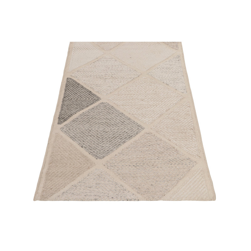 Scandinavian Wool Geometric Area Rug, Recatangle 6' x 9'