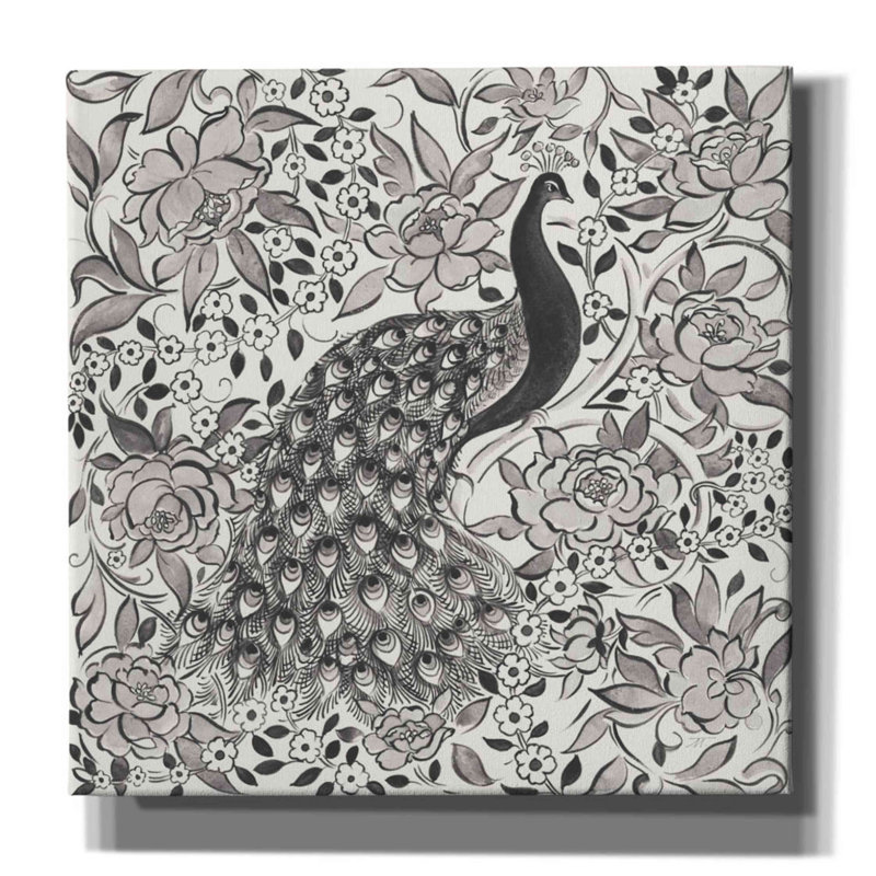 «Peacock Garden III» par - Impression sur toile tendue, H 12 po x l 12 po x P 0,75 po