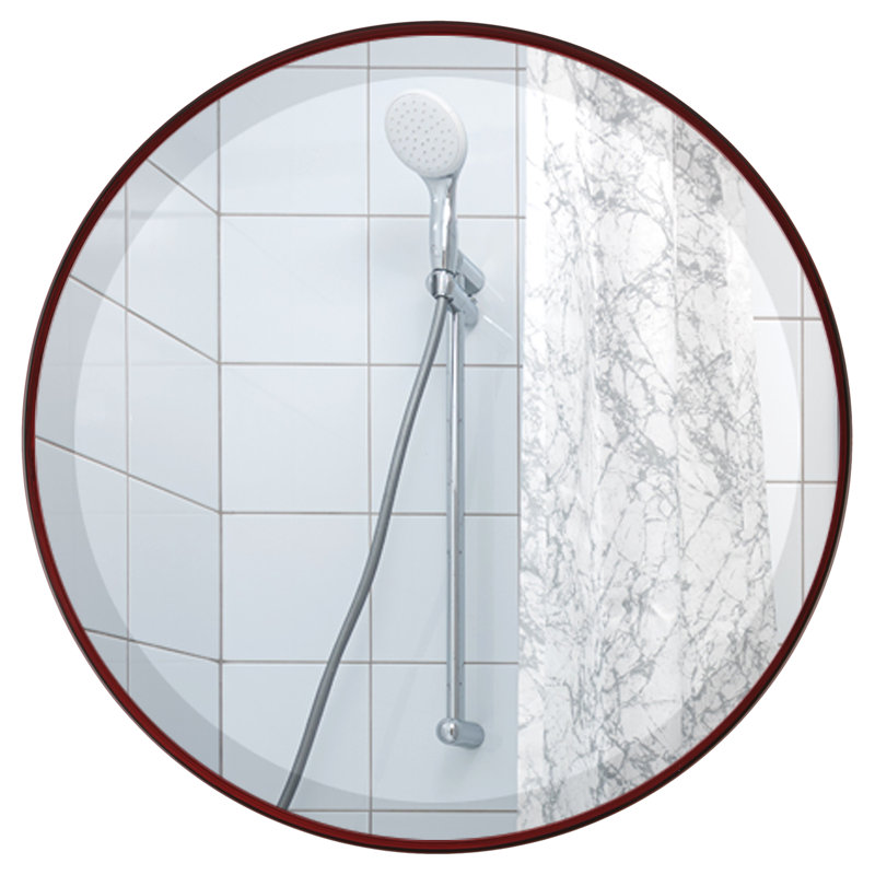 Campfort Round Mirror, 14.62" H x 14.62" W, Black Cherry