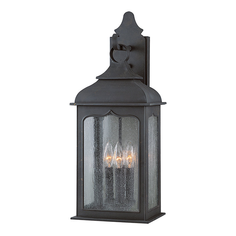Henry Street Outdoor Wall Lantern, 23" H x 8.5" W, Clear Glass