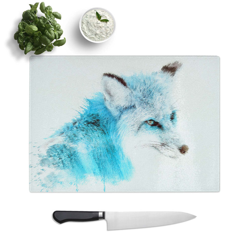 Tempered Glass a Fox Chopping Board, 28.5 cm W x 20 cm L