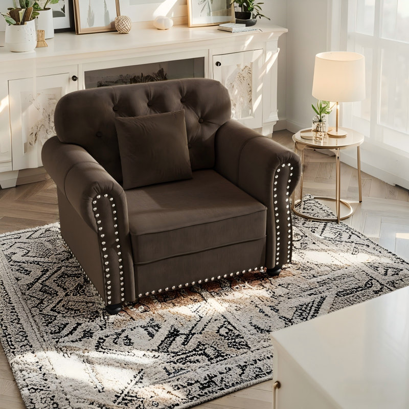 Canapé Chesterfield 41,3 po, Brun