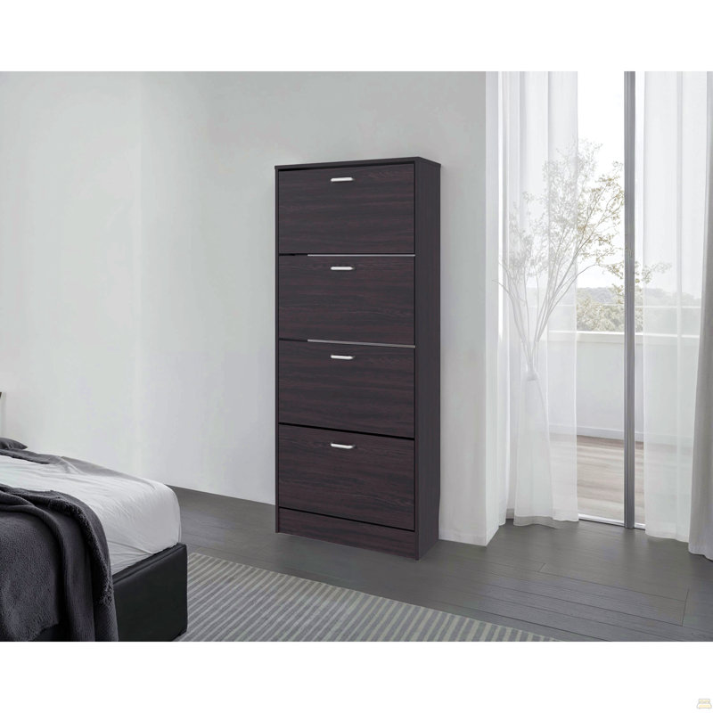 Armoire à chaussures verticale Wenge avec portes, Wengé