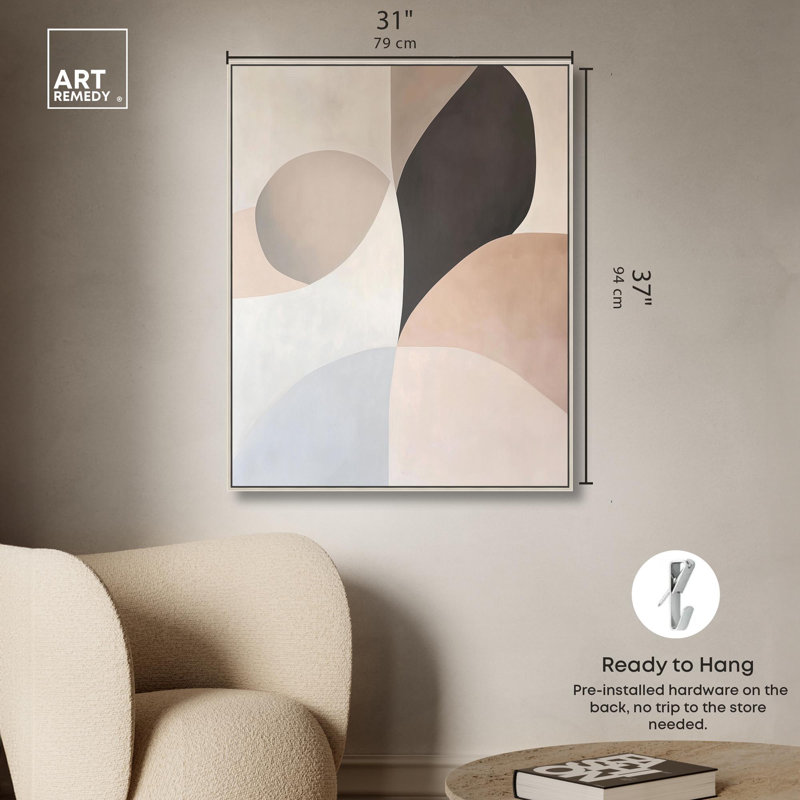 «Curvilinear Quadrants II», reproduction d'art sur toile par Art Remedy, H 37 po x l 31 po, Cadre argenté