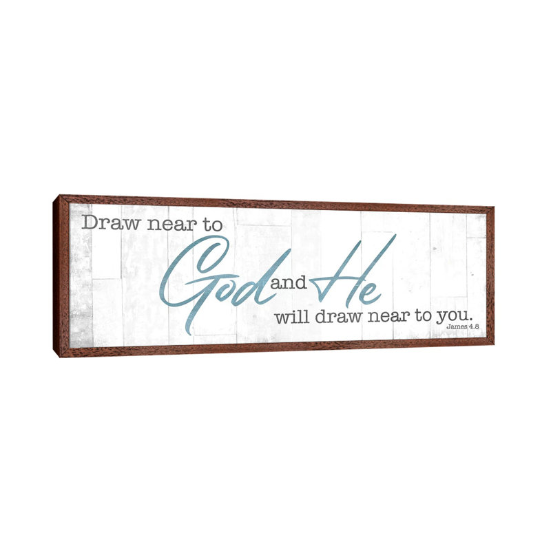 Draw Near by Mlli Villa - Panoramic Print on Canvas, Classic Brown Wood Floater Framed, 40.64cm H x 121.92cm W x 3.81cm D