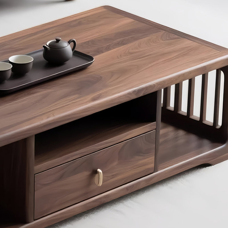 Table basse en bois massif de style simple, H 16,93 po x L 55,12 po x l 27,56 po