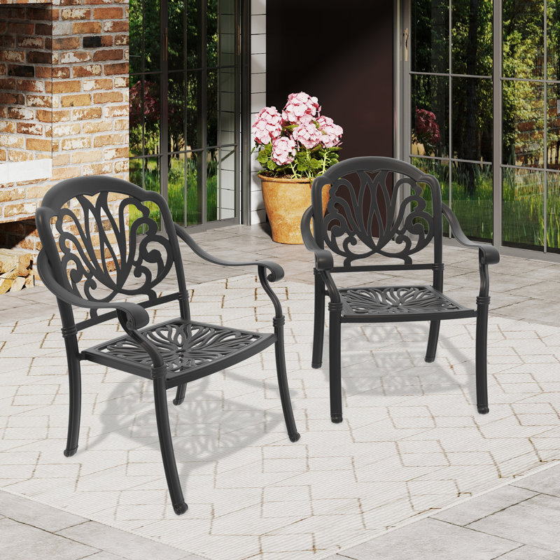 Chaise de patio empilable avec coussin brun