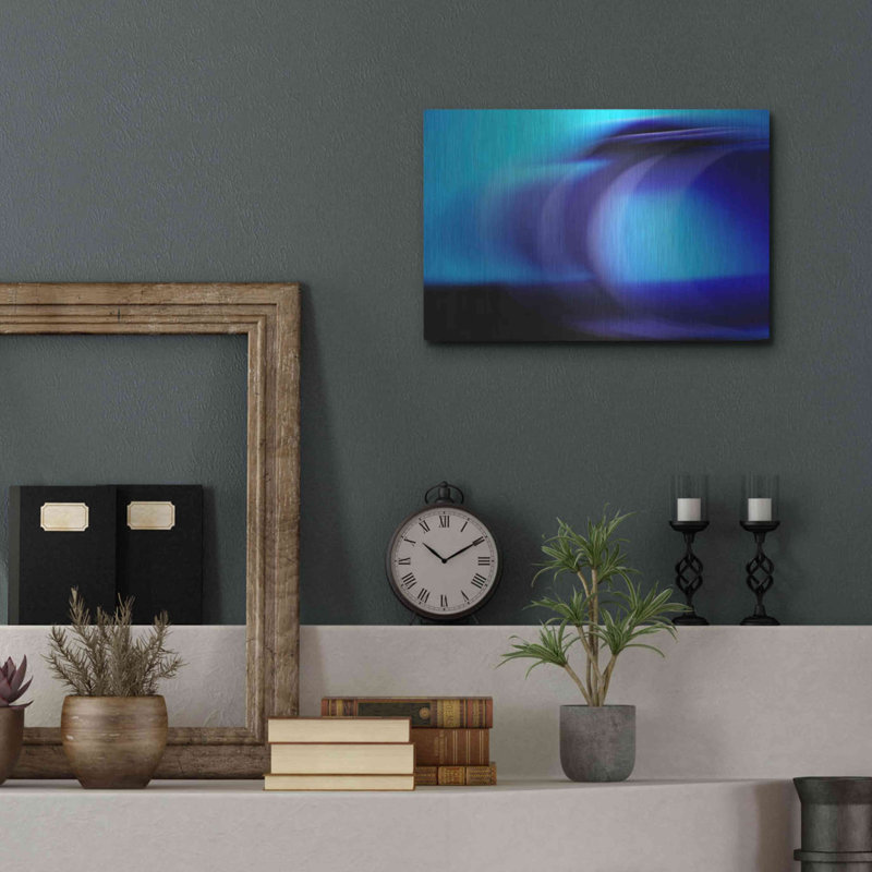 Orren Ellis «Blue Curves» par Clive Branson, art mural en métal, H 12 po x l 16 po