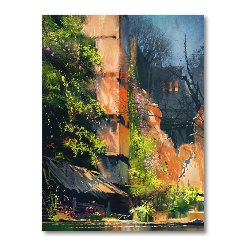 «Video Game Peinture of Abandonné Building», reproduction d'art sur toile, H 32 po x l 16 po x P 1 po, Toile tendue