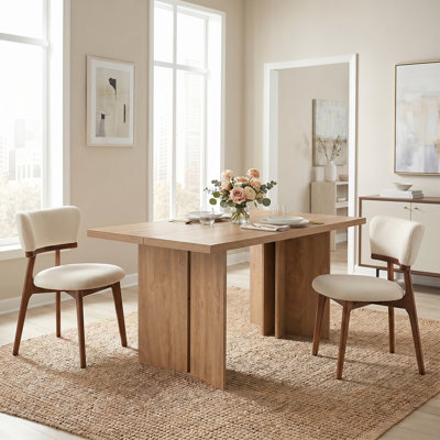 Table de salle à manger rectangulaire en bois pour 2 à 8 personnes Kinard