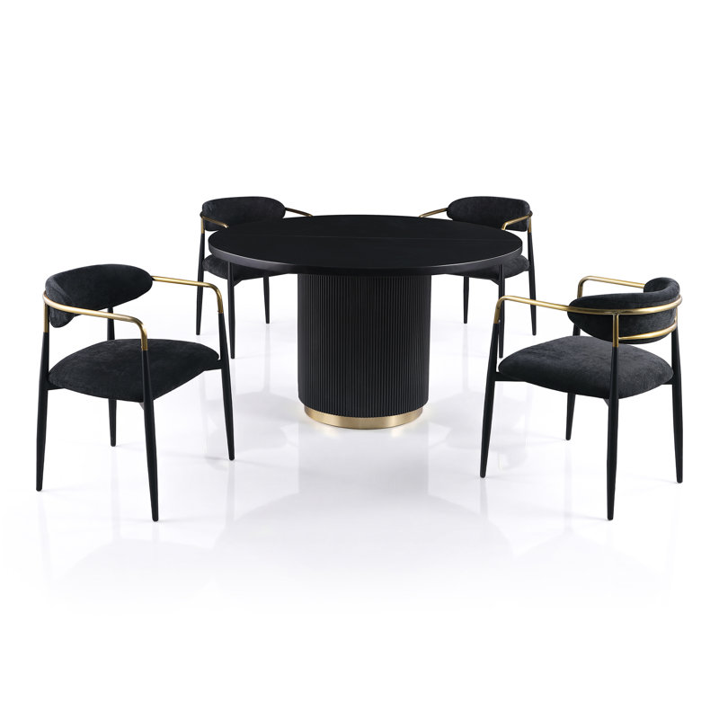 Ensemble de table de salle à manger 5 pièces Hillard, Black