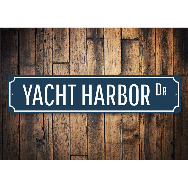 Plaque en aluminium Yacht Harbor Drive, H 4 po x l 18 po x P 0,04 po