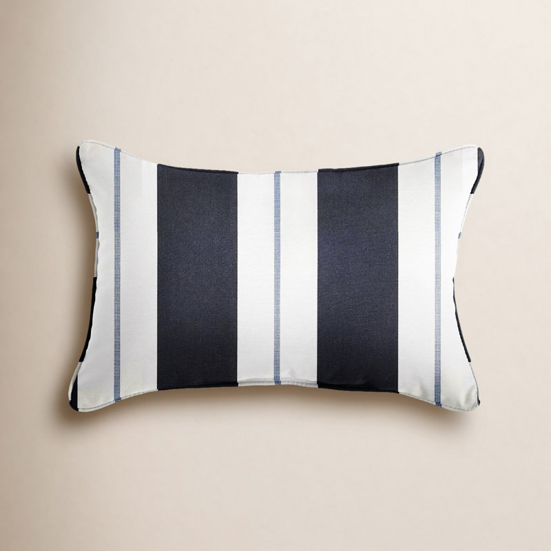 Deana Sunbrella® Lumbar Rectangular Indoor/Outdoor Pillow Cover & Insert, Blue/White, 12" H x 18" W