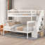 Lit superposé simple au-dessus d'un lit double en escalier, blanc - pin massif et idées de rangement pratiques