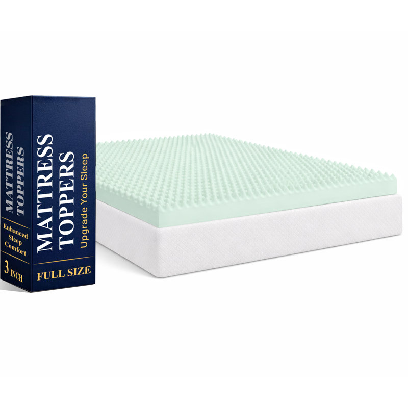 Convoluted Egg Shell Design Mattress Topper, High-Density Supporting Bed Pads, Full, 3"
