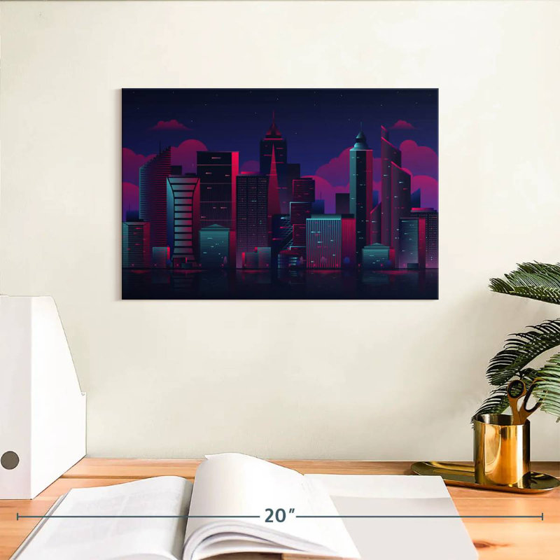 Paysage urbain de nuit Siron, H 8 po x l 12 po