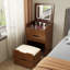 (60CM) (Noyer) Meuble-lavabo 3 en 1 avec miroir à plateau rabattable, petit ensemble de coiffeuse avec bureau en verre visible, coiffeuse compacte avec 3 tiroirs, coiffeuse pour la chambre à coucher, Prime Day, Aubaines pour vous