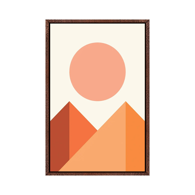 Geometric Mountains IV - Print on Canvas, 66.04 cm H x 45.72 cm W, Brown Framed