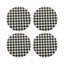 Houndstooth Black White Vegan Leather Round Coasters-606181837