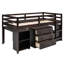 Lit mezzanine simple avec armoire et bureau roulant, bureau de travail mobile en bois, uni-1299710482