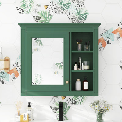 30'' X 28'' Medicine Cabinet, Wall Mounted Bathroom Storage Cabinet, Modern Bathroom Wall Cabinet With Mirror,Medicine Cabinet,  Mirror Cabinet With 3 Open Shelves (Not Include Bathroom Vanity )