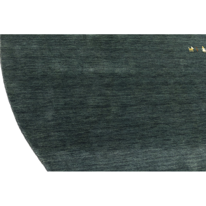 Tapis vert foncé Tribal Gabbeh, Rond 8 pi