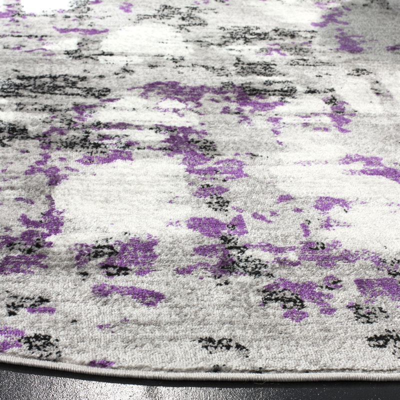 Jeter Abstract Gray/Purple Area Rug, Rectangle 11' x 16'