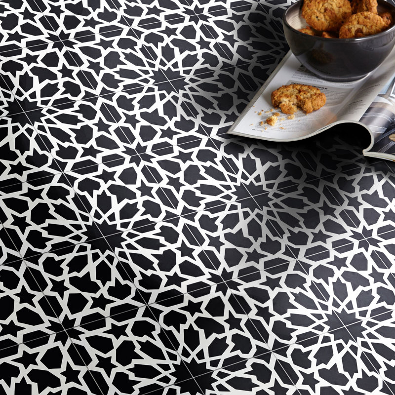 Carreau de ciment à motif de mur et de sol 8 po x 8 po Bahja