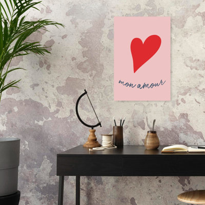 Monamourpinkred Ratioiso Romantic Abstract Contemporary Wall Art Print 1 Piece Wrapped Canvas Wall Art