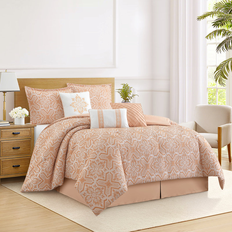 Ensemble d'édredon 7 pièces Blaze Jacquard, Grand édredon et 6 pièces supplémentaires