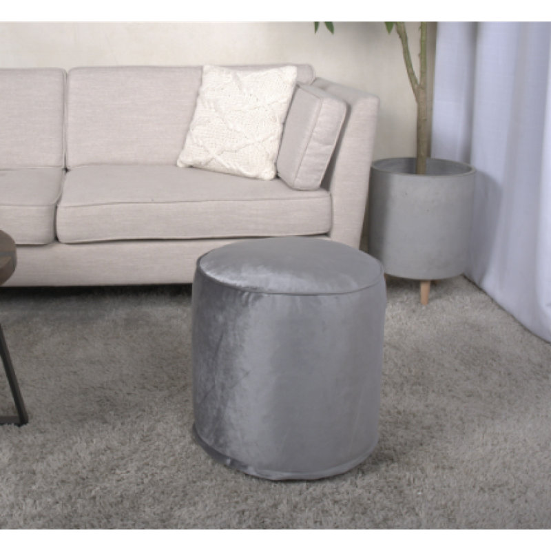 Shimon Cylinder Pouf,  Blush Pink, Gris